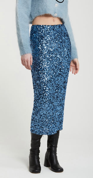 Ottod’Ame Sequin Skirt in Ceruleo TN6074