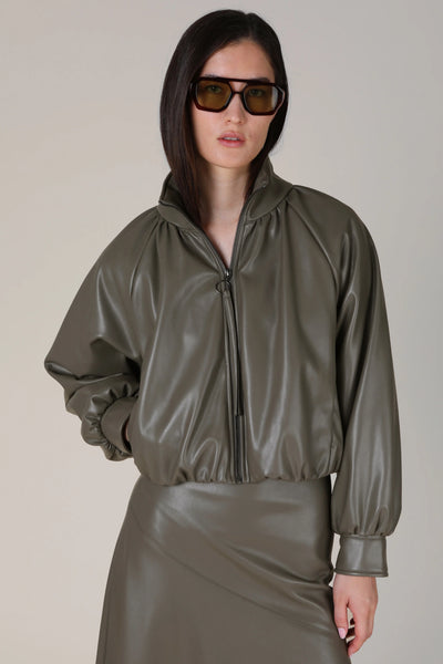 Vivere Salomi Fauz Leather Bomber Jacket