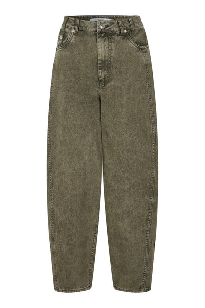 Second Female Jaye Denim Barrel Jeans in Green Denim