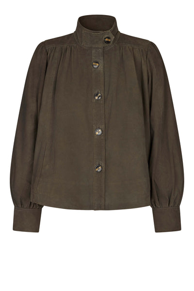 Second Female Zonie Suede Jacket in Black Olive