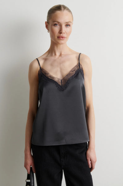 Second Female Glimps Lace Strap Top in Asphalt