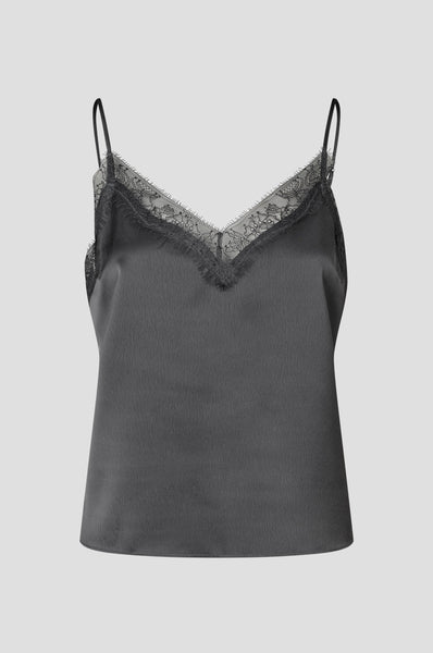 Second Female Glimps Lace Strap Top in Asphalt