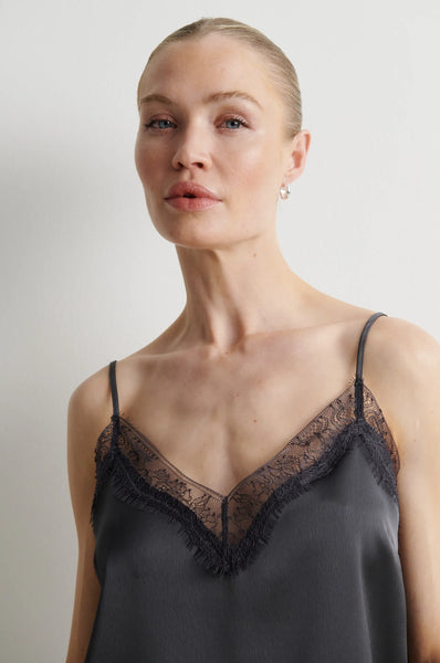 Second Female Glimps Lace Strap Top in Asphalt