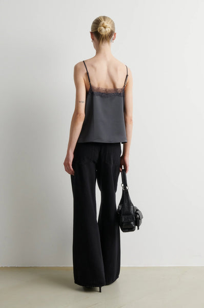 Second Female Glimps Lace Strap Top in Asphalt