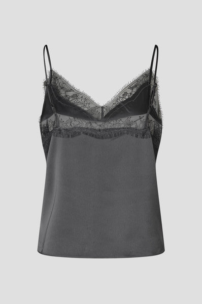 Second Female Glimps Lace Strap Top in Asphalt