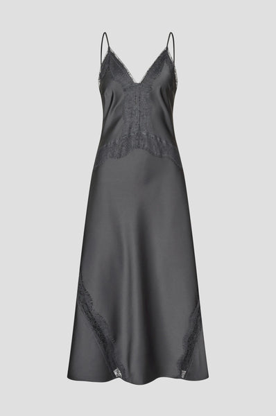 Second Female Glimps Lace Strap Dress in Asphalt