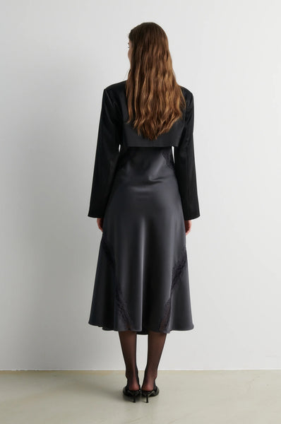 Second Female Glimps Lace Strap Dress in Asphalt