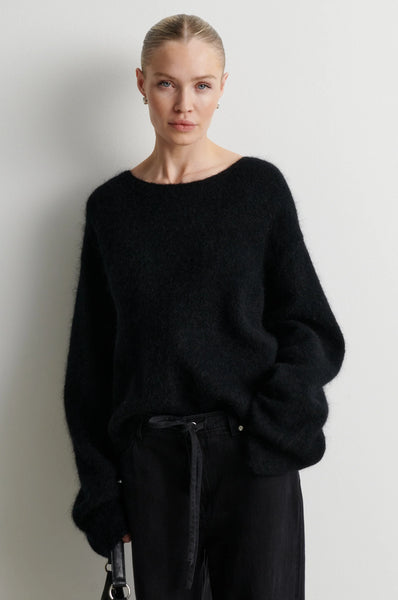 Second Female Brook Knit Lace O-Neck in Black
