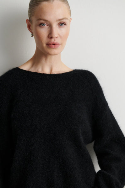 Second Female Brook Knit Lace O-Neck in Black
