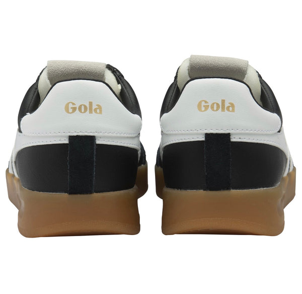 Gola Cyclone Leather Trainer in Black White Gum