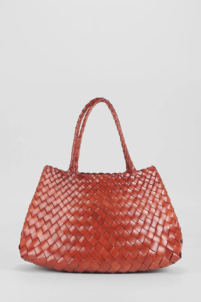 Ellyla Selina Two Long Handles Woven Leather Bag in Tan