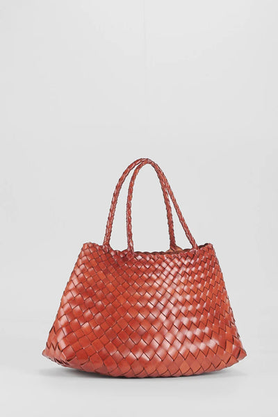 Ellyla Selina Two Long Handles Woven Leather Bag in Tan