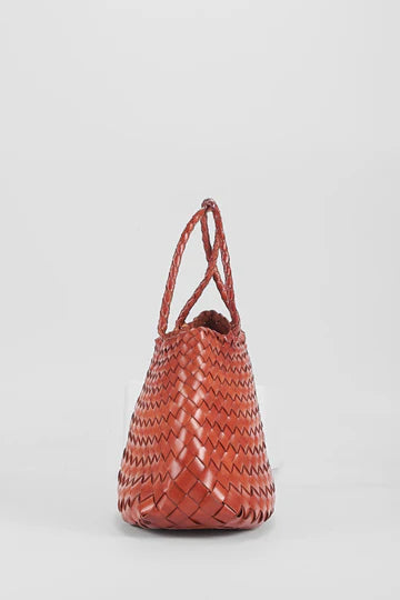 Ellyla Selina Two Long Handles Woven Leather Bag in Tan