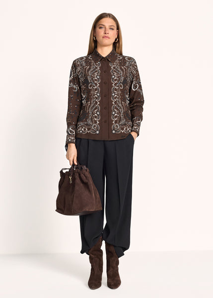Riani Paisley Print Blouse in Brown/Grey 685920-4664
