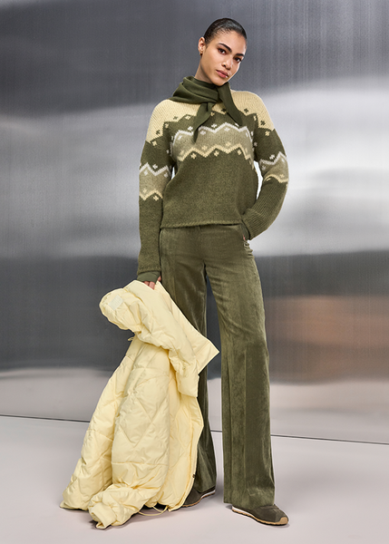 Riani Pullover Jacuard Print in Olive Patterned and honey