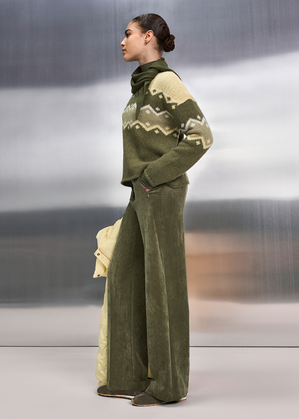 Riani Pullover Jacuard Print in Olive Patterned and honey
