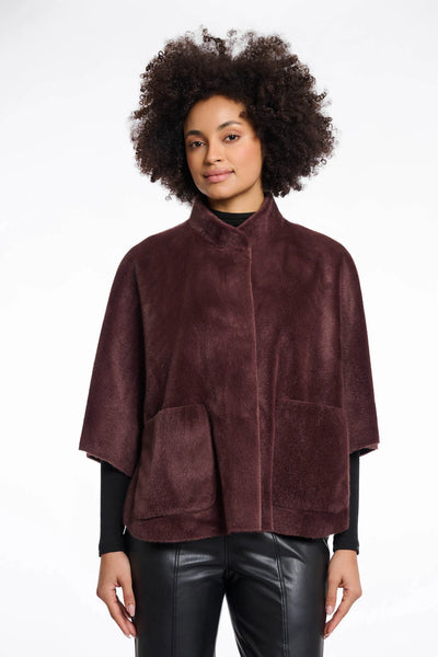 Rino & Pelle Dewi Faux Fur Cape in Chocolate Bean