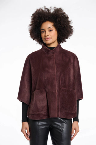 Rino & Pelle Dewi Faux Fur Cape in Chocolate Bean