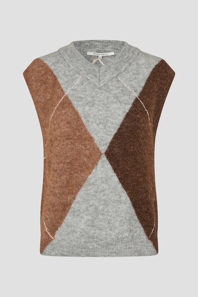 Second Female Forca Knit Vest in Light Grey Melange