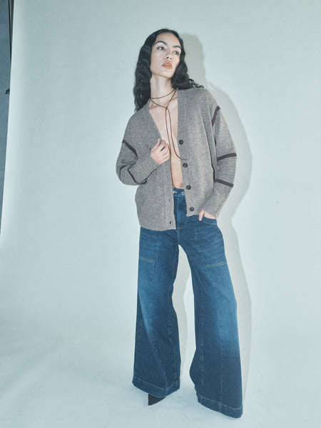 Heyanno Light Silk Cardigan in Major Brown