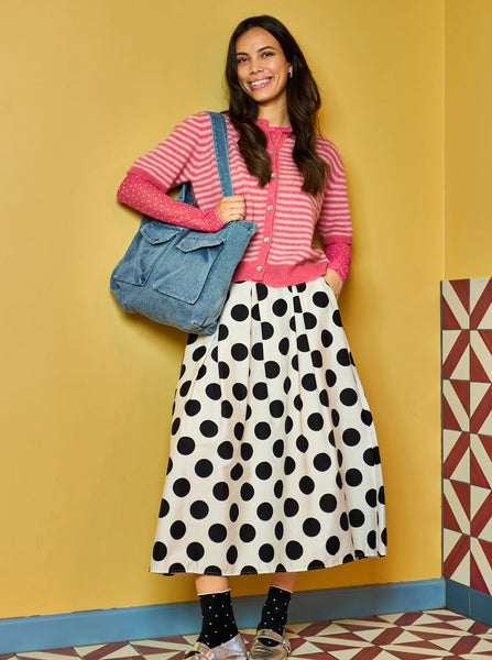 Black Colour Dell Striped Knit in Raspberry
