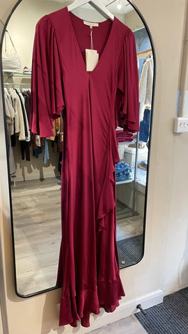 Silk95Five Arizona Long Sleeve Dress in Dark Ruby 25350