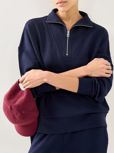 Varley Hawley Half Zip Sweat in Navy