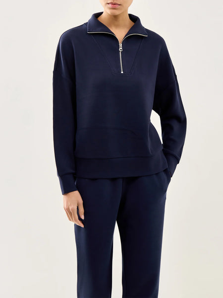 Varley Hawley Half Zip Sweat in Navy