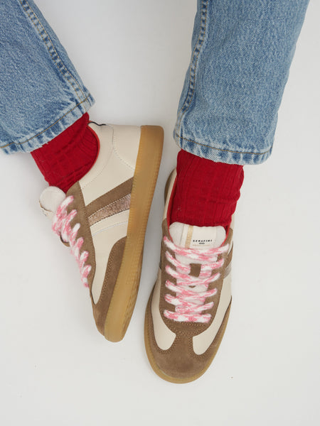 Serafini Copenhagen Vintage Trainer in Cream Leo Brown