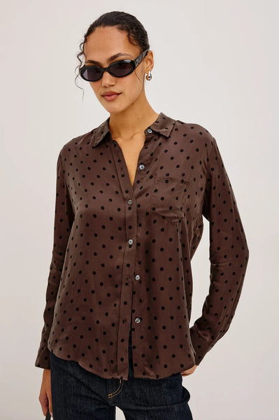 Rails Alyssa Top in Chocolate Polka Dot