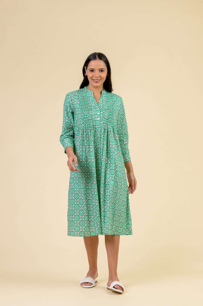 Handprint Dream Apparel Phantom Dress in Mosaiq Green