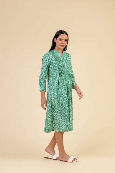 Handprint Dream Apparel Phantom Dress in Mosaiq Green