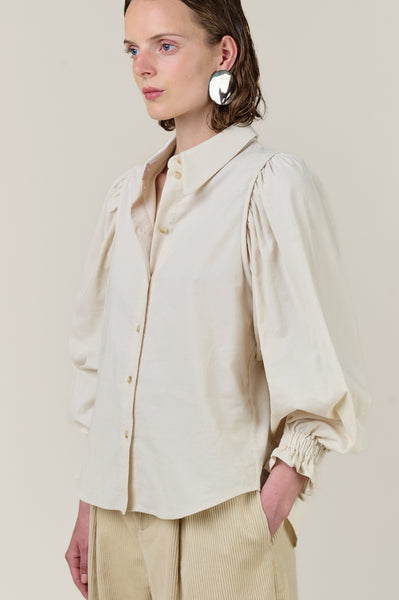 Vivere Josie full Sleeve Needle Cord shirt in Cream