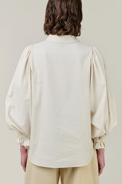 Vivere Josie full Sleeve Needle Cord shirt in Cream