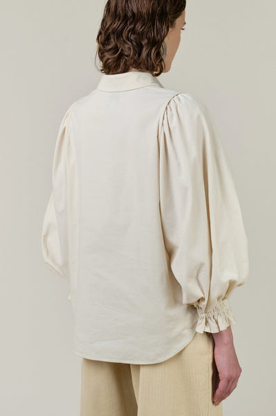 Vivere Josie full Sleeve Needle Cord shirt in Cream