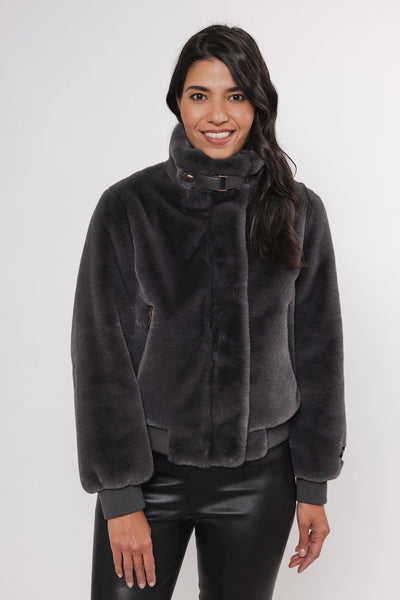 Rino & Pelle Ambra Fake Fur Jacket in Graphite