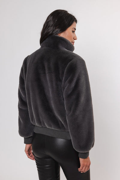 Rino & Pelle Ambra Fake Fur Jacket in Graphite