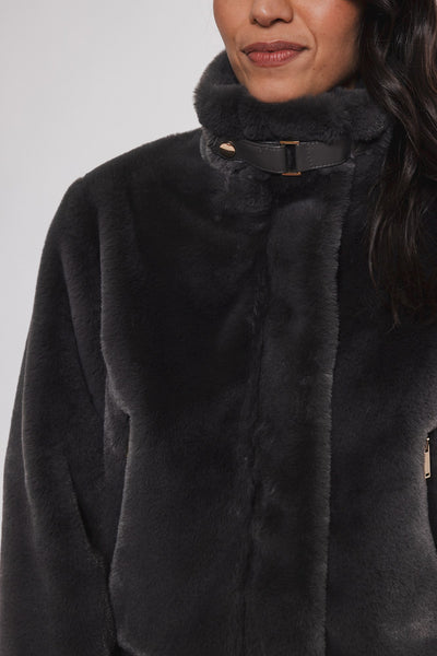 Rino & Pelle Ambra Fake Fur Jacket in Graphite