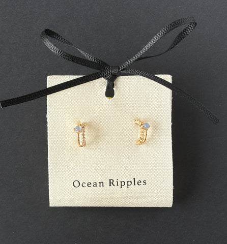 Ocean Ripples Cats Eye Cuff Earrings B184