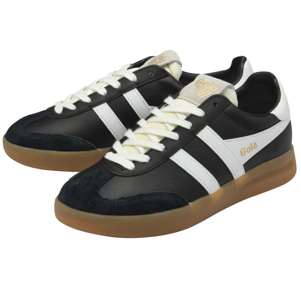 Gola Cyclone Leather Trainer in Black White Gum