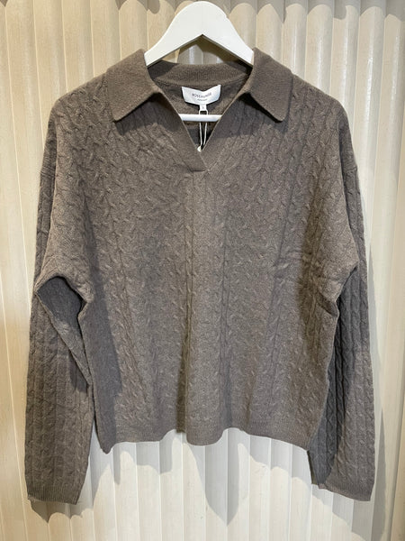Rosemunde Laica Cashmere Cable LS Pullover in Walnut