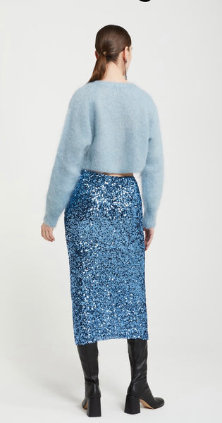Ottod’Ame Sequin Skirt in Ceruleo TN6074