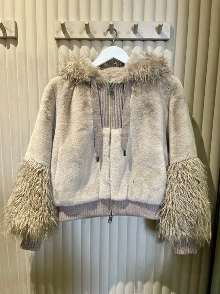 Diego M Faux Fur Bomber Jacket