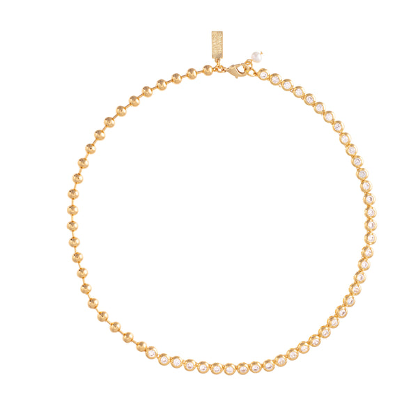 Talis Chains Ball Chain Choker Necklace with Cubic Zirconia - Gold