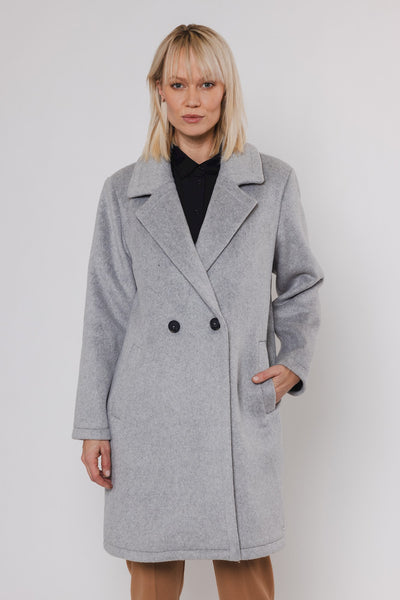 Rino & Pelle Bonne Double Breasted Coat in Light Grey