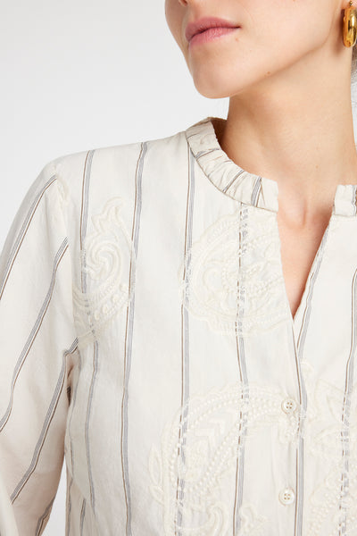 Gustav Carmen Shirt in Off White