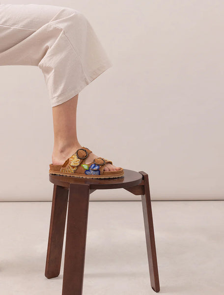 Laidback London Clay French Knot Sandal in Multi