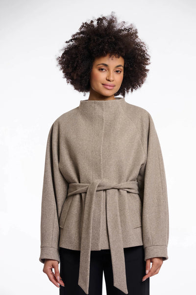 Rino & Pelle Cornelia Short Coat with Collar in Toffee Melange