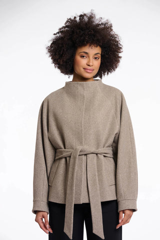 Rino & Pelle Cornelia Short Coat with Collar in Toffee Melange