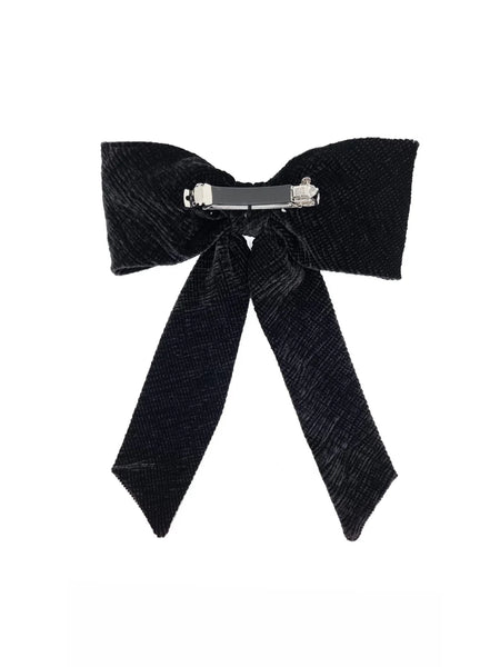 Nooki Crinkle Velvet Hair Bow in Black